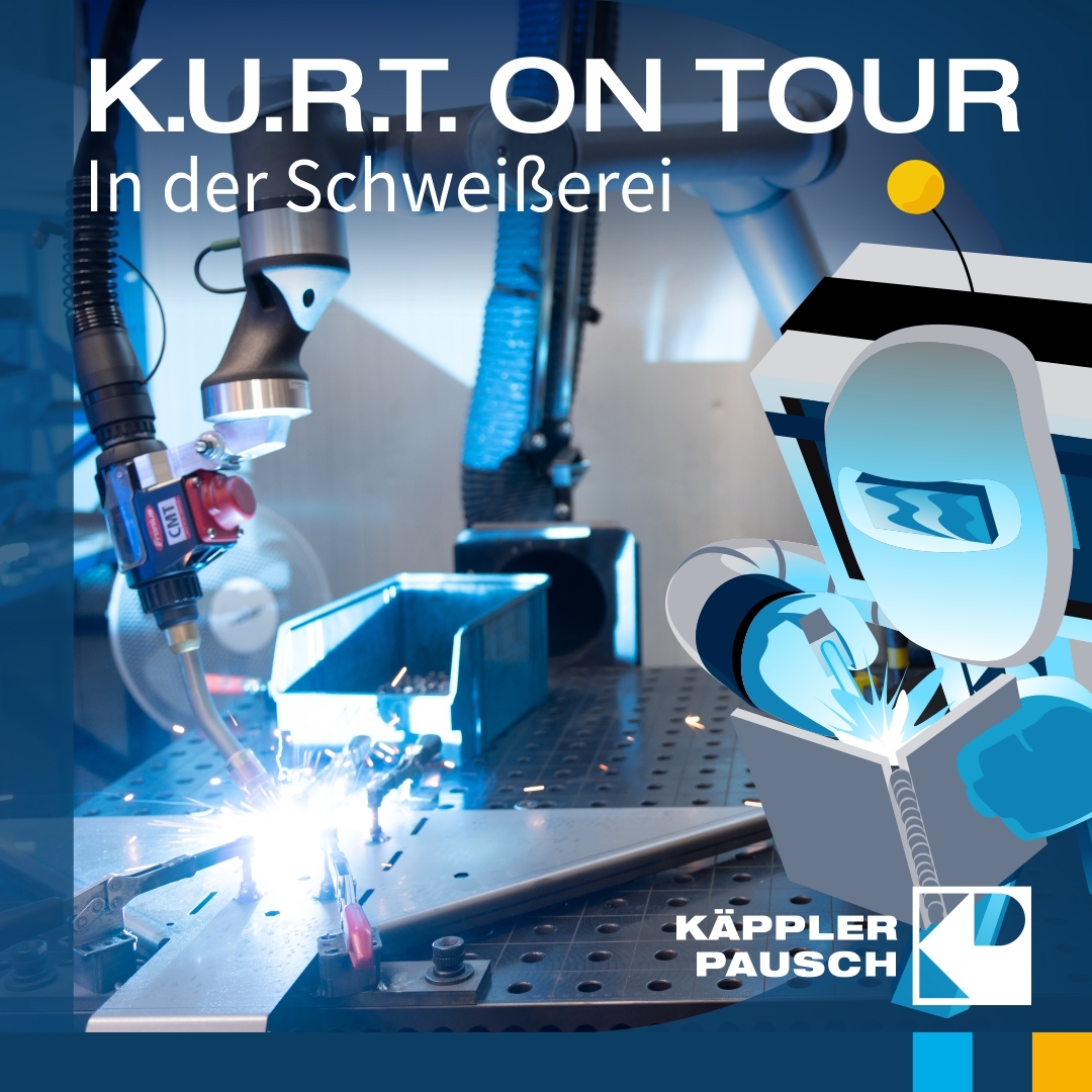 Roboter-Maskottchen K.U.R.T. als Schweißer in der Laserschweißtechnik